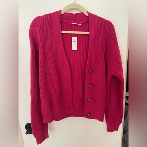 GAP Magenta Button Up Sweater